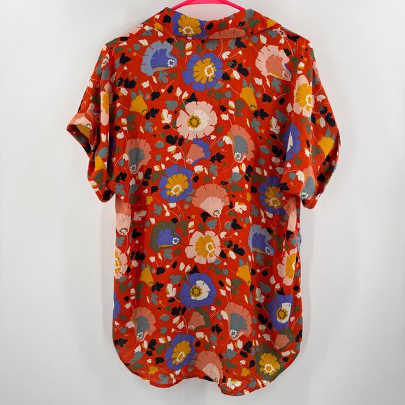 CABI Blouse Size Small 5892 Replay Floral Short Sleeve V-Neck Tunic Office Work - Picture 4 of 16